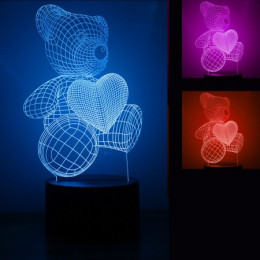 3D‑ночник «Медвежонок с сердцем» 