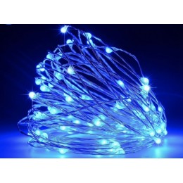 Гирлянда светодиодная роса на батарейках 5 м, 50 LED (Синий)