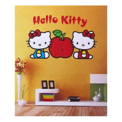 Часы наклейки на стену "hello kitty"