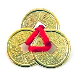 МОНЕТЫ В КОШЕЛЕК ЗОЛОТЫЕ КРАСНАЯ ЛЕНТОЧКА (3 ШТ) (D=2 СМ)