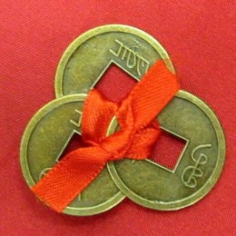 МОНЕТЫ В КОШЕЛЕК ТЕМНЫЕ КРАСНАЯ ЛЕНТОЧКА  (3 ШТ) (D-2,5 СМ)