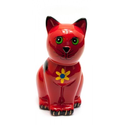 Копилка керамическая "Кот" красная