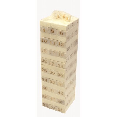 ИГРА НАСТОЛЬНАЯ "ДЖЕНГА" (54 БРУСКА, 4 КОСТИ)