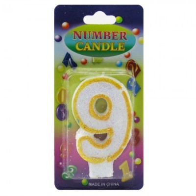 Свеча Цифра блестящая 9