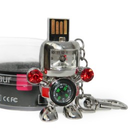 Флешка 8 Gb металл со стразами Робот с компасом