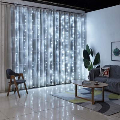 Гирлянда светодиодная Водопад 280 LED, прозрачный шнур 3х2 м (Белый)