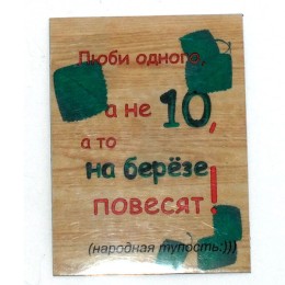 Прикольный магнит на холодильник "Люби одного, а не десять!"