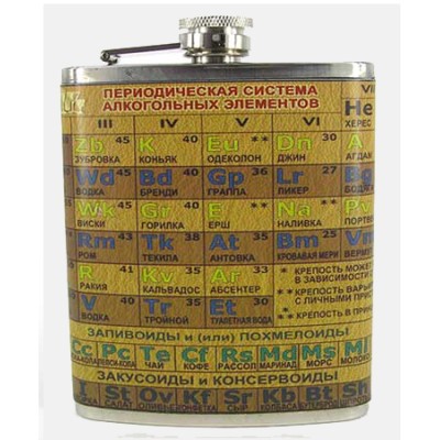 Фляга подарочная "Таблица алкогольных элементов" Фляга подарочная "Таблица алкогольных элементов"